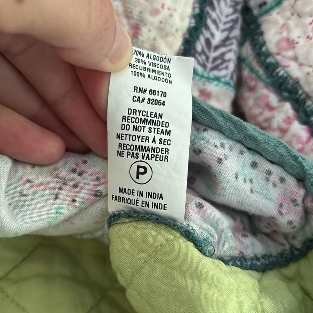 :Price Firm: Anthropologie Conditions Apply Printed Quilted Jacket in Green - Picture 11 of 13
